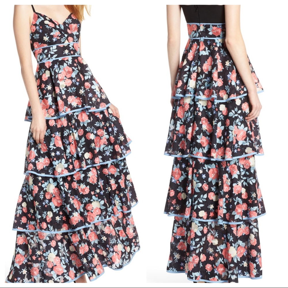 Anthropologie Foxiedox Floral Layered/ Tiered Maxi